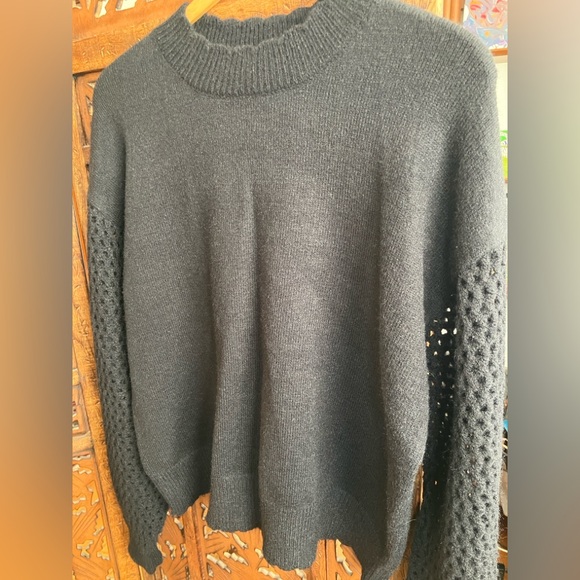 Anna Kay black crewneck knit sweater, wool blend - Picture 6 of 6